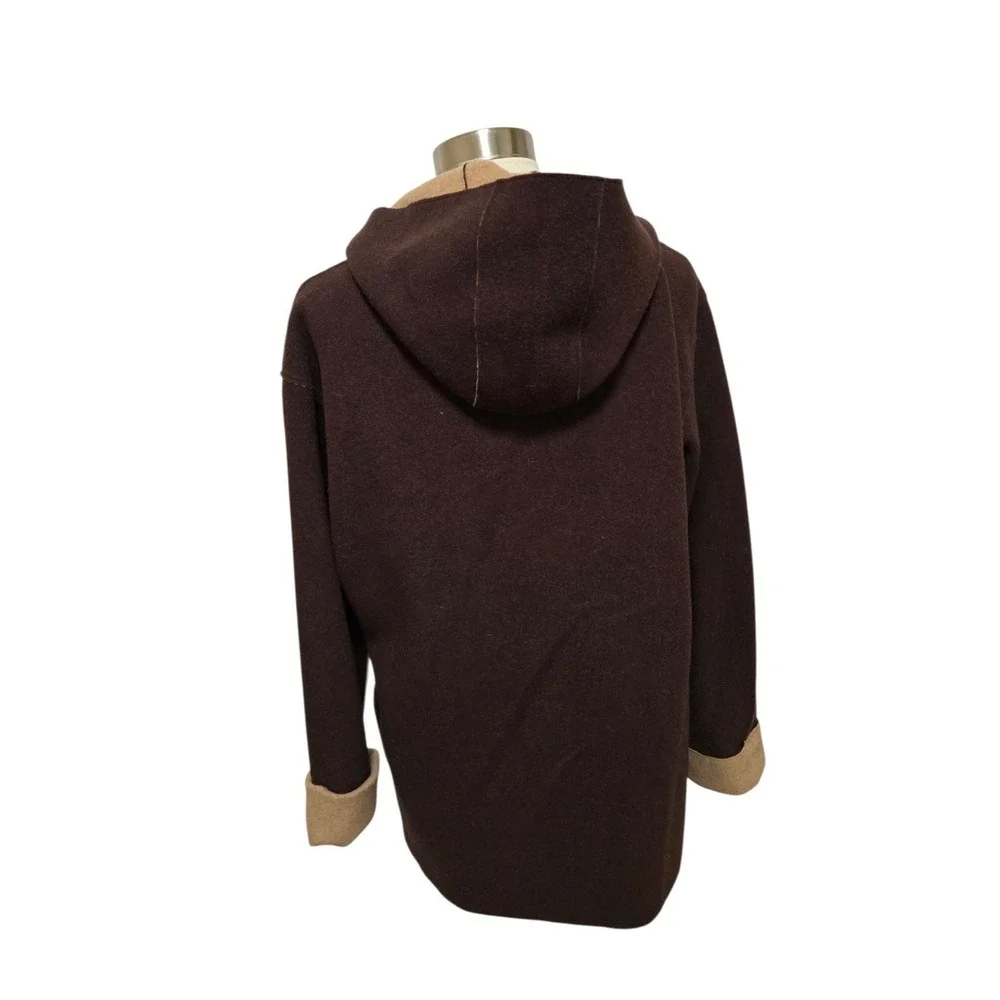 Lauren Ralph Lauren Wool Blend Brown Hooded Toggle Button Coat‎ - Size Large